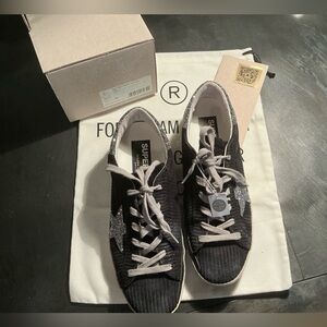 Golden Goose Swarovski Crystal Black Corduroy Superstars EU39